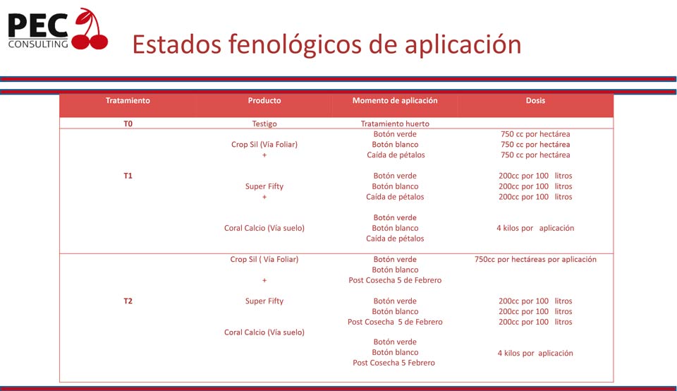 Resultados ensayo en huerto de cerezos: Coral Calcio - Crop Sil - Súper Fifty Portal Agro Chile