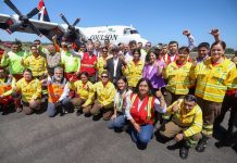 Ministros de Agricultura y del MOP presentan nuevo avión C-130 de Conaf que operará en renovada pista en Región del Biobío