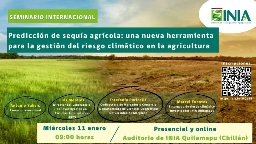INIA presentará instrumento de predicción de sequía agrícola en seminario de la especialidad