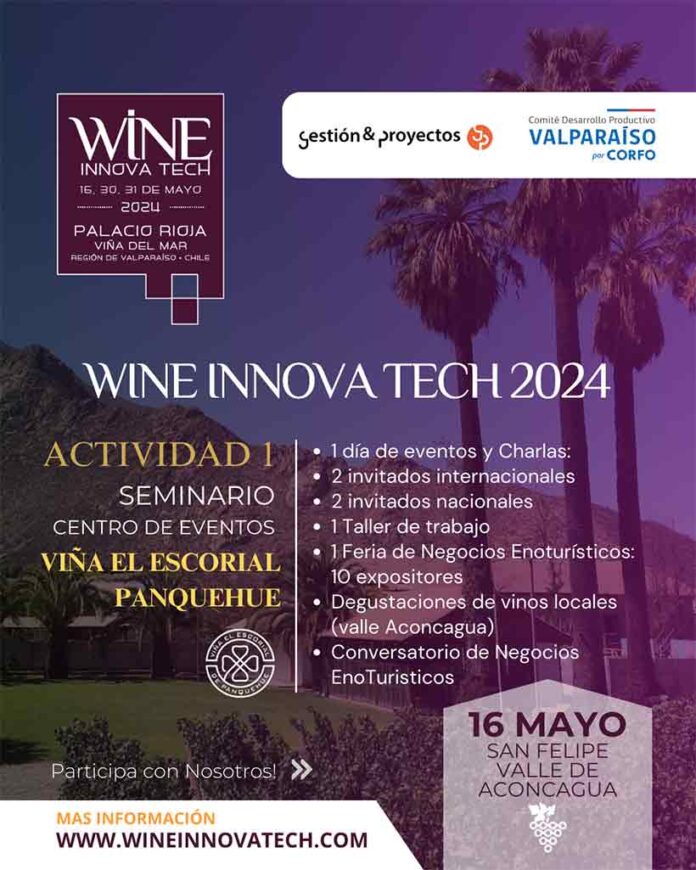 Jueves 16 Mayo Seminario Internacional Wine Innova Tech 2024 en Viña el Escorial