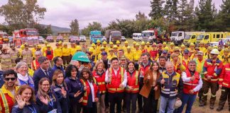 Ministro Valenzuela encabeza simulacro de emergencia por incendio forestal en la región del Maule