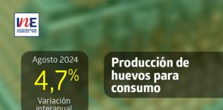 Producción de huevos de consumo presentó un aumento interanual de 4,7% en agosto de 2024