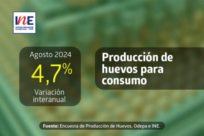 Producción de huevos de consumo presentó un aumento interanual de 4,7% en agosto de 2024