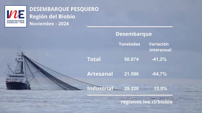 Desembarque pesquero de la Región del Biobío totalizó 50.874 toneladas en noviembre de 2024