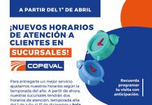 Cambio de horario de atención sucursales Copeval