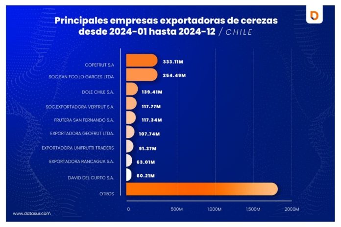 Datasur Informa: Exportadores Chilenos de Cerezas celebran los números de 2024, de la mano de China su principal comprador internacional