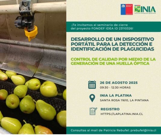 INIA La Platina invita a seminario de cierre sobre dispositivo portátil para detección de plaguicidas en postcosecha