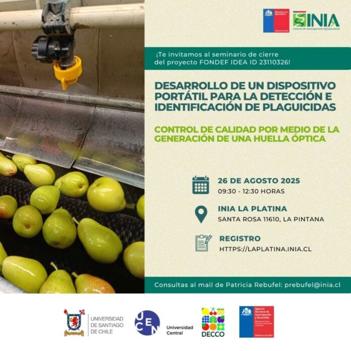 INIA La Platina invita a seminario de cierre sobre dispositivo portátil para detección de plaguicidas en postcosecha