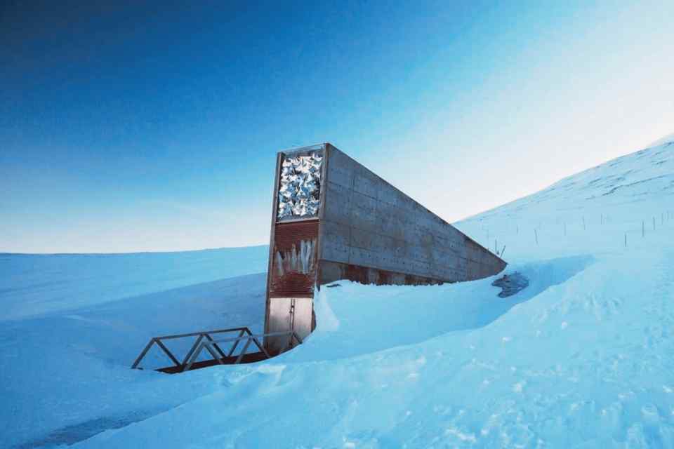 Bóveda Global de Semillas de Svalbard, en Noruega, conocida como la “arca de las semillas del mundo”