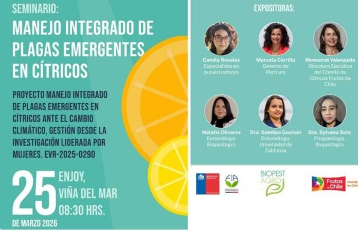 Seminario aborda el manejo integrado de plagas emergentes en cítricos, rubro clave para diversificar la fruticultura nacional