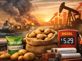 La guerra en Oriente Medio aumenta las dificultades para los productores de patatas, ya que se intensifican las presiones sobre los fertilizantes, el combustible y el transporte de mercancías. La guerra en Oriente Medio aumenta las dificultades para los productores de patatas, ya que se intensifican las presiones sobre los fertilizantes, el combustible y el transporte de mercancías.