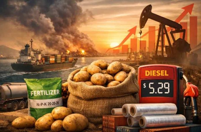 La guerra en Oriente Medio aumenta las dificultades para los productores de patatas, ya que se intensifican las presiones sobre los fertilizantes, el combustible y el transporte de mercancías. La guerra en Oriente Medio aumenta las dificultades para los productores de patatas, ya que se intensifican las presiones sobre los fertilizantes, el combustible y el transporte de mercancías.