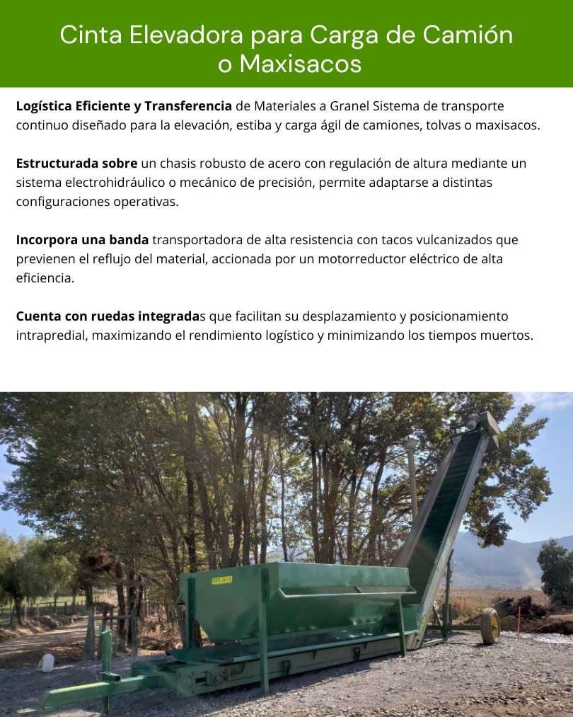 Cinta Elevadora para Carga de Camión o Maxisacos