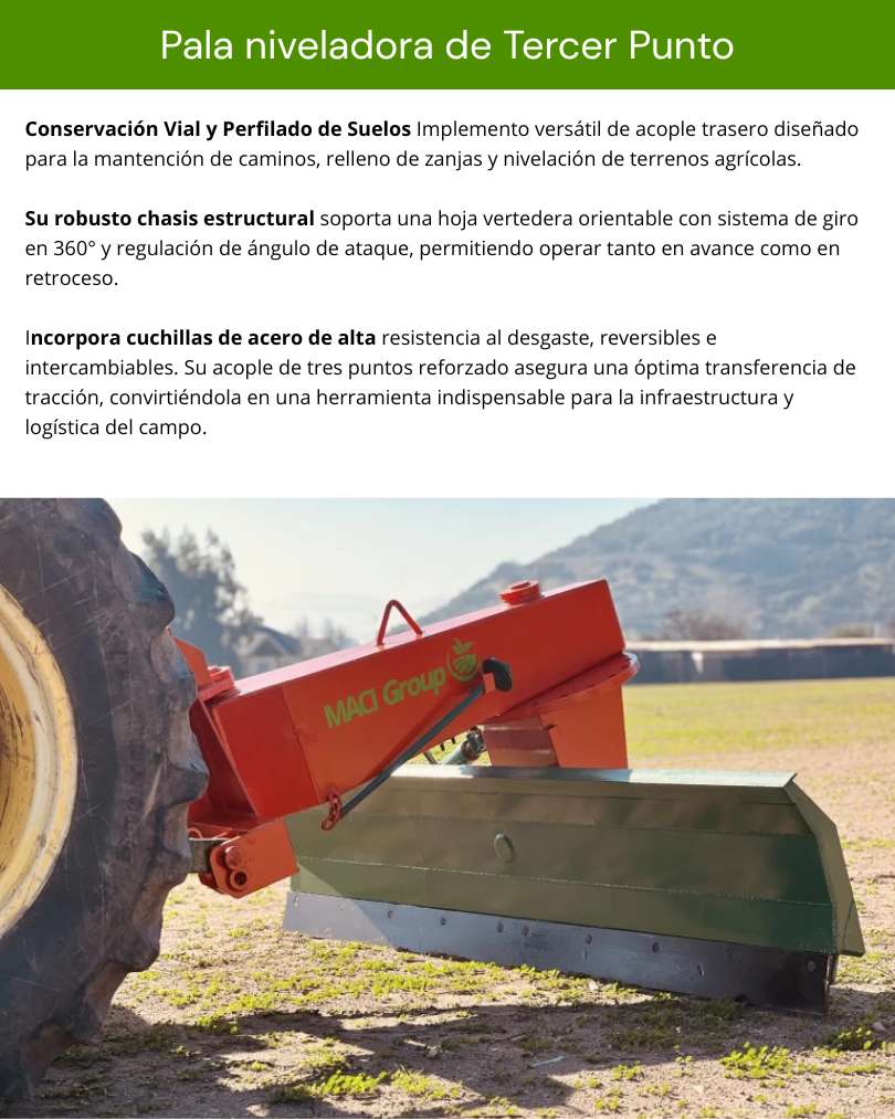 Pala niveladora de Tercer Punto