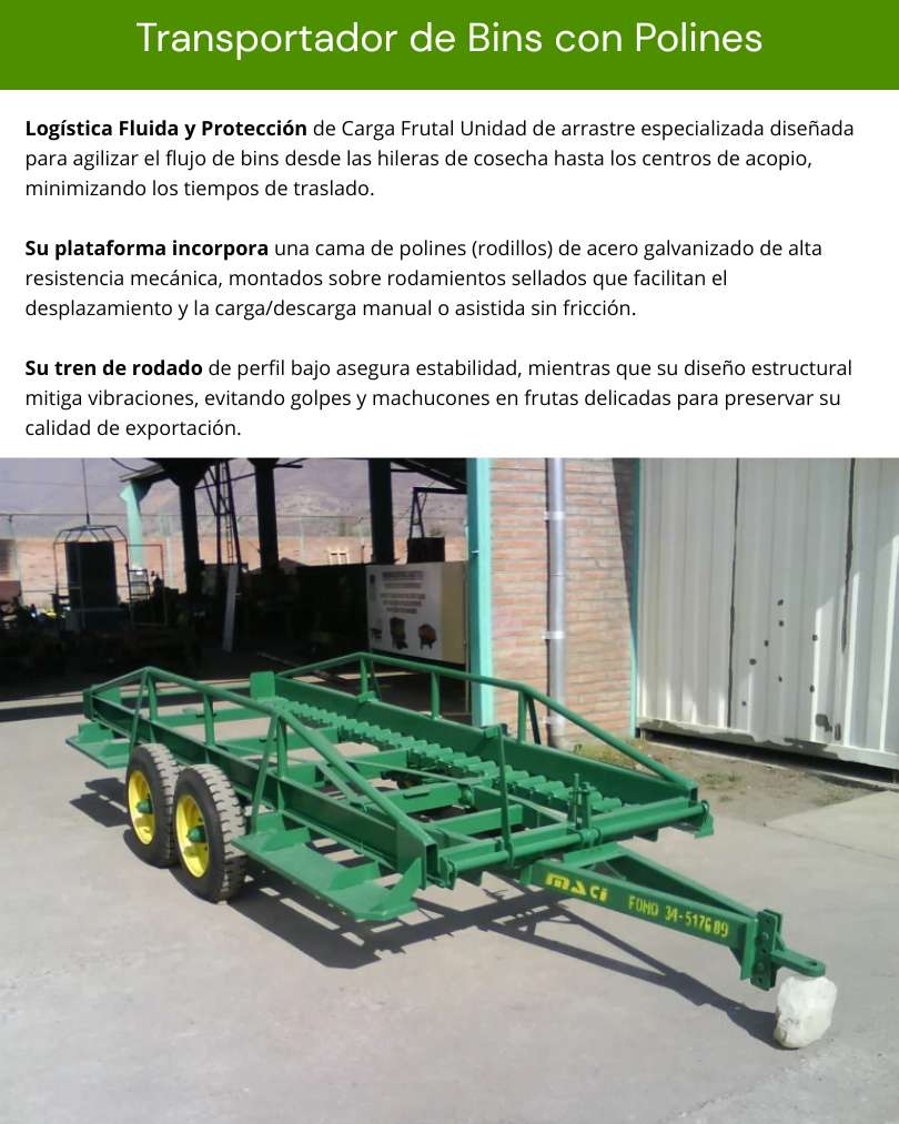 Transportador de Bins con Polines