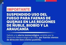 Conaf suspende quemas agrícolas y forestales en ñuble ante alerta por vientos fuertes Conaf suspende quemas agrícolas y forestales en ñuble ante alerta por vientos fuertes