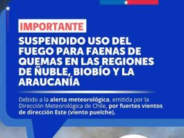 Conaf suspende quemas agrícolas y forestales en ñuble ante alerta por vientos fuertes Conaf suspende quemas agrícolas y forestales en ñuble ante alerta por vientos fuertes