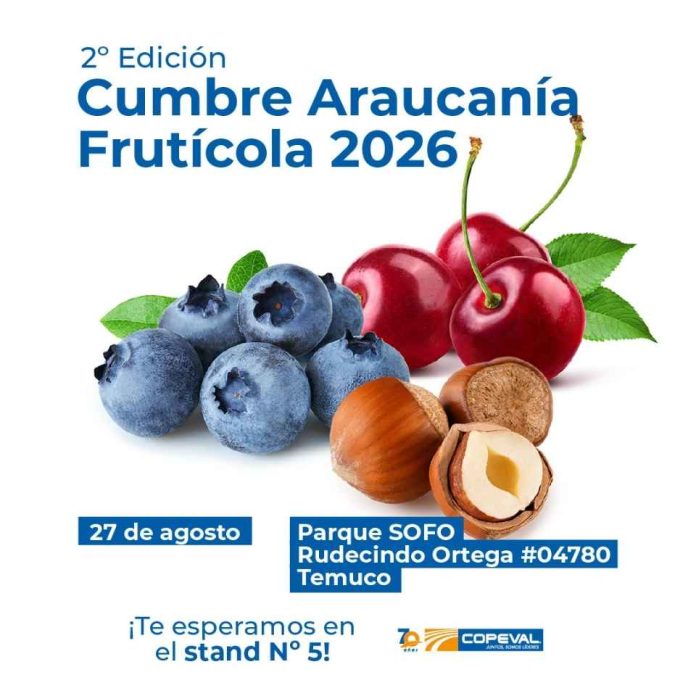 Copeval será parte de la segunda edición de la Cumbre Araucanía Frutícola 2026 en Temuco Copeval será parte de la segunda edición de la Cumbre Araucanía Frutícola 2026 en Temuco