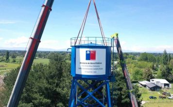Reportaje | Un paso clave para el Agua Potable Rural: MOP iza torre y estanque del SSR El Huertón en Los Ángeles Agua Potable Rural