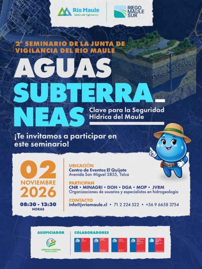Junta de Vigilancia del Río Maule convoca a 2° Seminario “Aguas Subterráneas Clave para la Seguridad Hídrica del Maule” Junta de Vigilancia del Río Maule convoca a 2° Seminario: “Aguas Subterráneas: Clave para la Seguridad Hídrica del Maule”