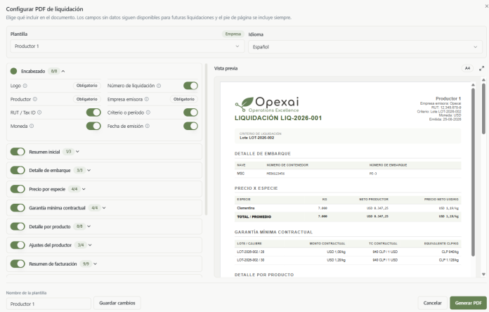 sistema de liquidaciones productor de fruta Opexai Reportaje | Liquidaciones: cómo Opexai automatiza el cierre con cada productor de fruta, sistema de liquidaciones productor de fruta Opexai